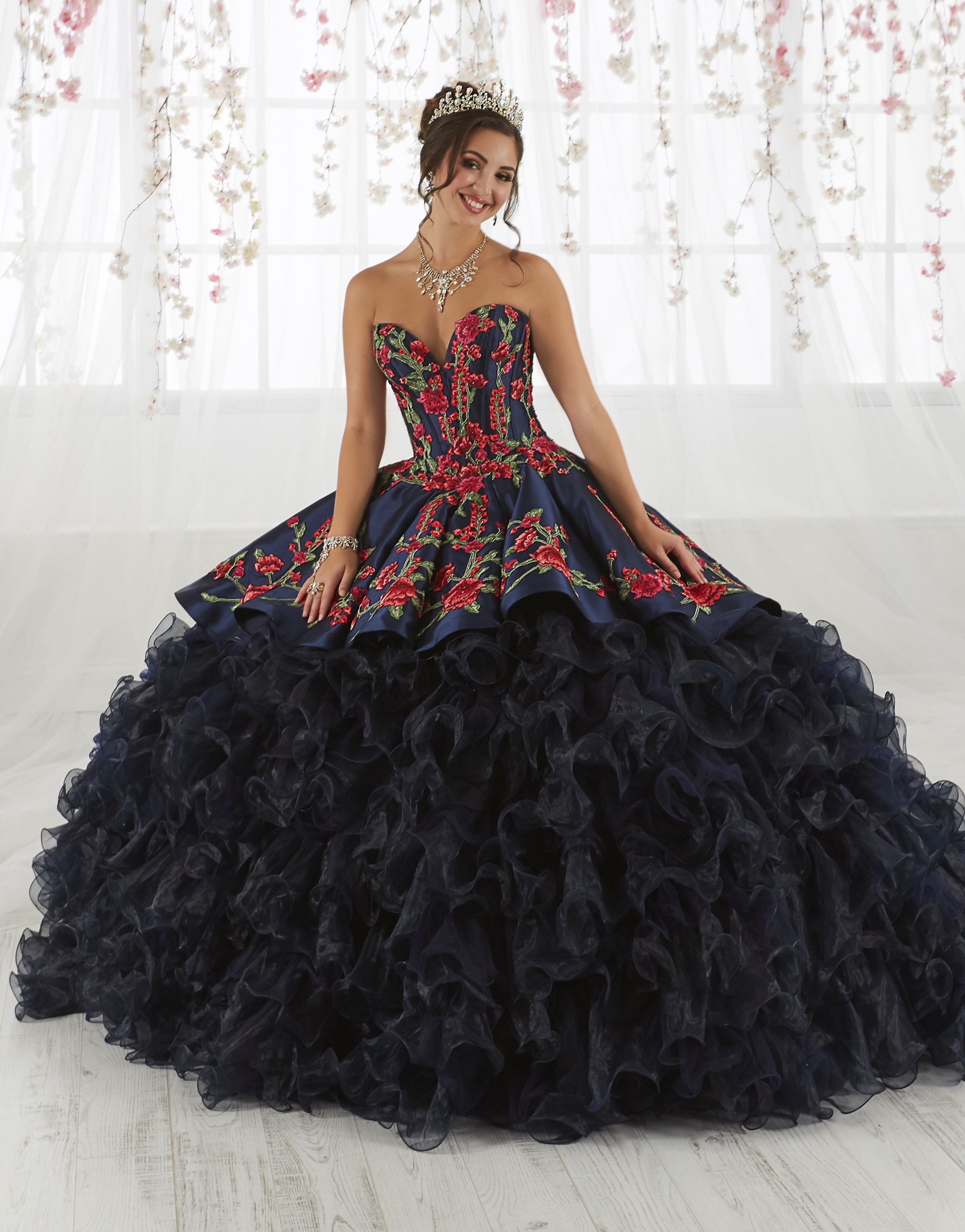 navy blue charro quinceanera dresses